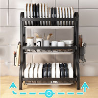Égouttoir à vaisselle 3 niveaux en métal, moderne, multifonctionnel, mobile, non pliable, sur pied, durable et efficace