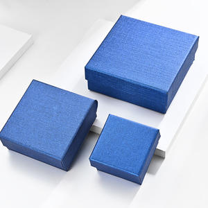 Jewelry <b>Box</b> Square Blue Paper Hard Plain Stripe Processing Customization <b>BOX</b> 002 Jewelry Gift Packaging - Product Image 1