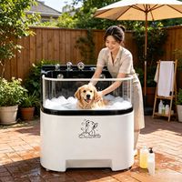 Baignoire Spa pour Animaux DPbathe en Acrylique et Verre Trempé, Baignoire pour Chien et Chat avec Massage par Ondes d'Eau et Équipement de Désinfection à l'Ozone
