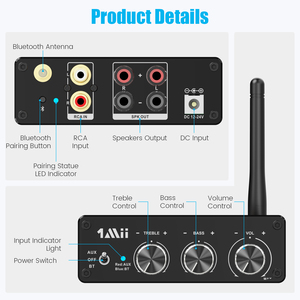 1Mii P4 <strong>Bluetooth</strong> 5.3 Audio Receiver 100W RMS*2 2.0 Channel Receiver <strong>Amplifier</strong> Home HiFi Digital Power <strong>Amplifiers</strong> for Speakers - Product Image 2