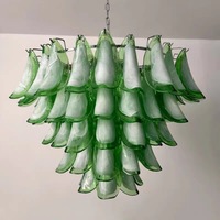 Lustre moderne en verre de Murano pour plafond haut, luminaire suspendu de luxe pour hall d'entrée français, grand lustre décoratif pour escalier long