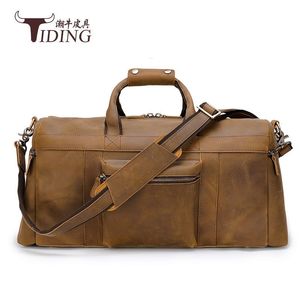 Bolsa de Viaje de Cuero Crazy Horse Tiding, Gran Capacidad, Correa Ajustable, Bolsa de Negocios para Hombre, Color Café - Product Image 1