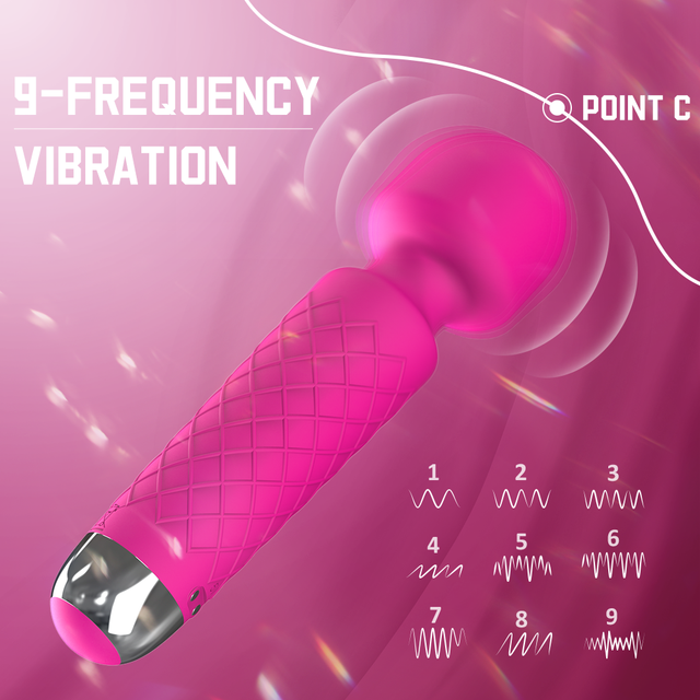 S-HANDE 9  Speed  Vibration Mini Wand Massager Vibrator Av Body Black Wand Vibrator Waterproof for Women for Women