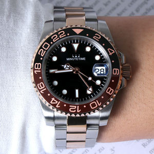 Montre MINUTETIME NH34, montre mécanique automatique, cadran NH34, étanche 10 bars/100 mètres, montre-bracelet en acier rose doré de luxe pour hommes - Product Image 1