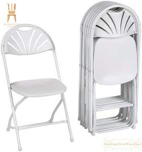 High Quality <strong>White</strong> Plastic Stackable Fan Back <strong>Folding</strong> <strong>Chair</strong> for Events Outdoor Wedding Party Banquet - Product Image 5