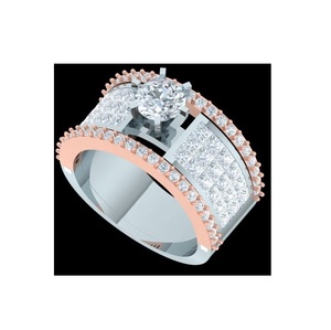 Sophisticated Vintage White Gold Engagement <b>Ring</b> with Diamond Sterling Silver Bands for Anniversary and Wedding - Product Image 1