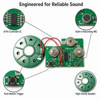 Module sonore vocal de Noël avec carte PCB, déclencheur par bouton, interface haut-parleur, microphone d'enregistrement, contrôleur de jouet PCBA