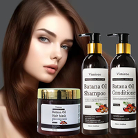 Perawatan Rambut Minyak Batana Label Pribadi Set Perawatan Menutrisi Anti-Kusut, Sampo, Kondisioner, Krim untuk Rambut Kering Alami