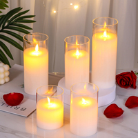 Weihnachts-LED-Kerze Flammen lose Fernbedienung Swinging Flame Wax Candle mit Glas abdeckung Home Decoration Festliche Diwali YS