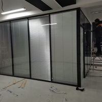 Steel Aluminum Double Glass Louver Room Divider Curtains Modern Simple Design 5-Year Warranty-Customizable for Office Living