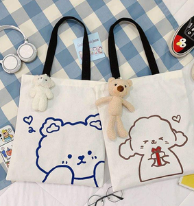 กระเป๋าผ้าแคนวาสสะพายข้างผู้หญิงขนาดใหญ่ สกรีนโลโก้ตามสั่ง ขายส่ง สไตล์เรโทรใหม่ กระเป๋าช้อปปิ้งลำลอง - Product Image 3