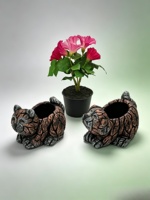 Pot de fleurs décoratif en ciment imitation pierre, en forme de chat ou de chien, sculpté à la main, style américain, rustique, pour l'intérieur