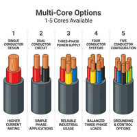 Cable de Alimentación Armado con Alambre de Acero, Aislado con XLPE Retardante de Llama Clase B1, Cu/XLPE/SWA/LSZH, 0.6/1kV, Cobre OFC