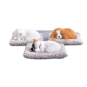 Soft Realistic Simulation Sleeping Breathing Cat Furry Dog Animal Factory Price Plush Dog Toy Decorate deodorizer for car