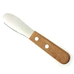 DG-1376 Werbe-Logo Custom 5 Zoll Holzgriff gezackte kantige Edelstahl Großhandel Butter messer