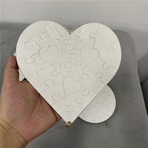 뜨거운 판매 라운드 사각형 심장 가능 예술과 공예 광택 화이트 나무 DIY 퍼즐 승화 - Product Image 4