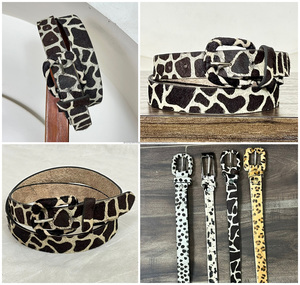 Nuevo pelo hecho a mano en estampado de animales cinturón de mujer occidental hecho a mano 100% cuero Real estilo bohemio cubierta de piel hebilla cinturón para Jeans - Product Image 3