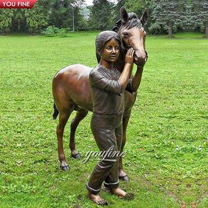 YOUFINE Escultura de Bronce Fundido a Tamaño Real de Jinete y Caballo, Arte Ecuestre Dinámico para Parques y Hipódromos - Product Image 5
