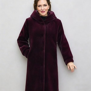 Abrigo Largo de Piel Sintética para <span class=keywords><strong>Mujer</strong></span>, Estilo Europeo Americano, Invierno 2026, con Capucha, Cálido, Elegante y Lujoso - Product Image 5