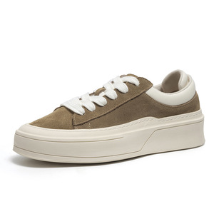 Chaussures décontractées en daim mat kaki, chaussures de marche quotidiennes, baskets de rue, plateforme épaisse et souple, légères, antidérapantes, confortables et amortissantes - Product Image 3