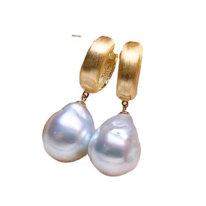 Accessoire en argent S925 pour la création de bijoux, boucles d'oreilles pendantes tendance 2021 avec perles rondes de 10 à 15 mm, argent brossé, support vide pour ongles - Product Image 4