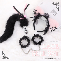 Ensemble de bondage SM 3 pièces, jeu de rôle chat, bandeau d'oreille de chat, accessoires, plug anal, jouets sexuels, menottes érotiques, jeux pour adultes