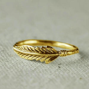 Anillo de Plata H220 con Diseño de Pluma, Estilo Bohemio, Unisex, para Regalo, Diseño Sencillo - Product Image 6