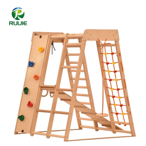 Kids Outdoor Toddler Multifunctional <strong>Swing</strong> <strong>Slide</strong> Kids Gym <strong>Set</strong> Indoor Montessori Foldable Triangle Wooden Climbing Frame - Product Image 6