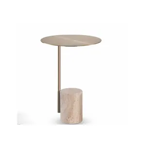 現代的なモダンスタイルのメタルサイドテーブルイタリアンデザインラウンドベッドサイドテーブル大理石のコーヒーテーブル