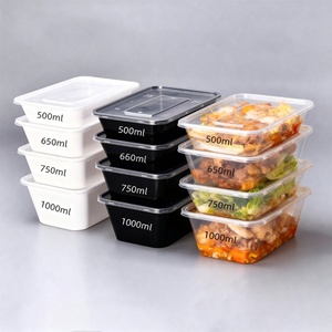 500ml 650ml 750ml 1000ml Takeaway Plastic Boxes Lunch Bento Box Plastic Microwave Disposable Food Container with Lids - Product Image 1