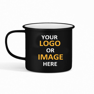 Tasse à café en émail personnalisée pour le camping, en acier, avec poignée - Product Image 1