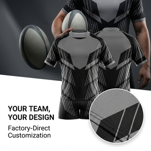Professioneel op maat gemaakt rugbyshirt, sublimatie, sneldrogend, ademend, bedrukt, grote maten, heren, dames, teamclub, training, wedstrijdshirt - Product Image 2