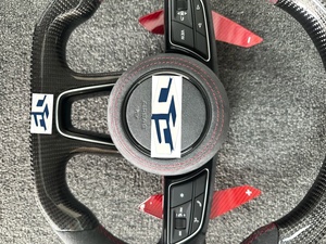 Volante in Fibra di Carbonio e Pelle per <span class=keywords><strong>Audi</strong></span> R8, TT Mk2, Mk3, B8, RS, TTS, TTRS, RS3, RS6, RS4, RS5, RS7, A3, D3, A4, A5, A6, C6, A7, A8, <span class=keywords><strong>A1</strong></span>, Q3, Q5, Q7 - Product Image 6