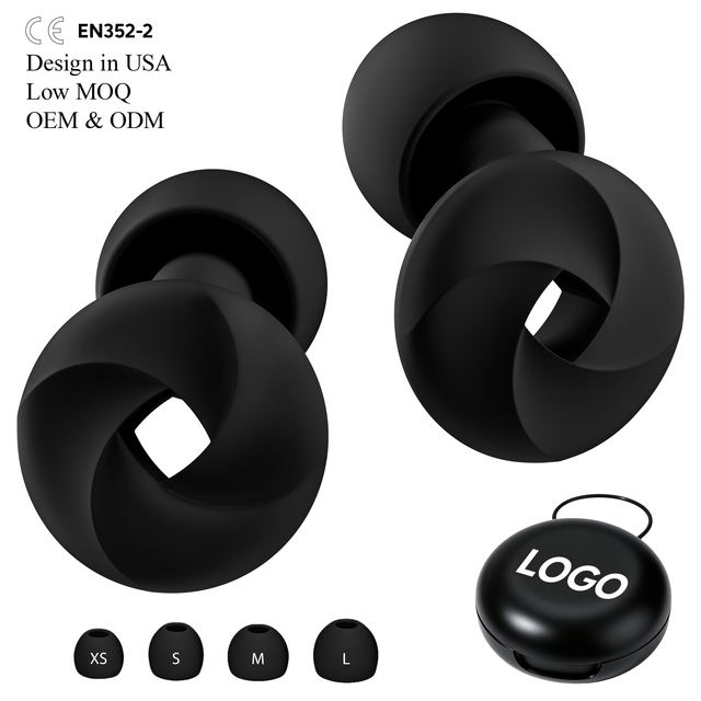 Custom Logo EN352 Silicone Earplugs 23dB SNR 4 Sizes Reusable Ear Plugs for Side Sleeping Travel Motorcycle Hearing Protection