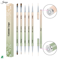 Ensemble de pinceaux à ongles en métal avec logo personnalisé, couleur dégradée, double brosse multifonctionnelle pour salons de manucure DIY