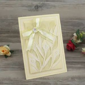 2024 glamour fantasioso fiore oro fustagliato carta da lucido migliori carte di nozze biglietti d'invito di compleanno personalizzati