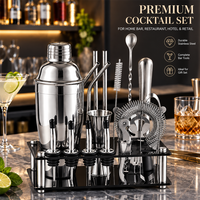 Kit de Barman Professionnel en Acier Inoxydable, Shaker 700ml, Ensemble d'Outils de Bar, Support en Acrylique Direct Usine pour la Création de Cocktails