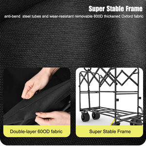 Chariot de camping à deux étages réglable, capacité de 250 kg, robuste, pliable, tout-terrain, avec roues larges - Product Image 4