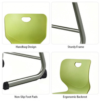 Chaises d'école à prix abordable, durables, en plastique PP, robustes, mobiles, empilables, avec structure métallique pour salle de classe