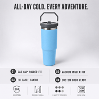 Gobelet isotherme sous vide en acier inoxydable 304 de 30 oz avec poignée pour porte-gobelet de voiture, tasse à café glacé de voyage, vente en gros pour l'extérieur
