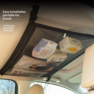Sac de rangement en filet noir <span class=keywords><strong>pour</strong></span> toit et intérieur de voiture, grande capacité, design peu encombrant, idéal <span class=keywords><strong>pour</strong></span> les voyages en voiture - Product Image 1