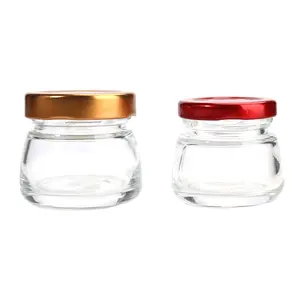 Runde 30ml 50ml 75ml 100ml 120ml 150ml Glas für Gelee marmelade Vogelnest behälter Pudding flasche mit farbigem Aluminium deckel