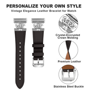 HYX HY-FB-L24302SS 新しいファッション本革リストバンド <span class=keywords><strong>Fitbit</strong></span> <span class=keywords><strong>Versa</strong></span> 4/<span class=keywords><strong>3</strong></span> ウォッチストラップ用 ラインストーン付き - Product Image 6