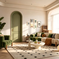 Porte intérieure cintrée sur mesure en HDF/MDF, couleur Morandi, laquée, insonorisée, finition bois, pour villa, appartement, chambre