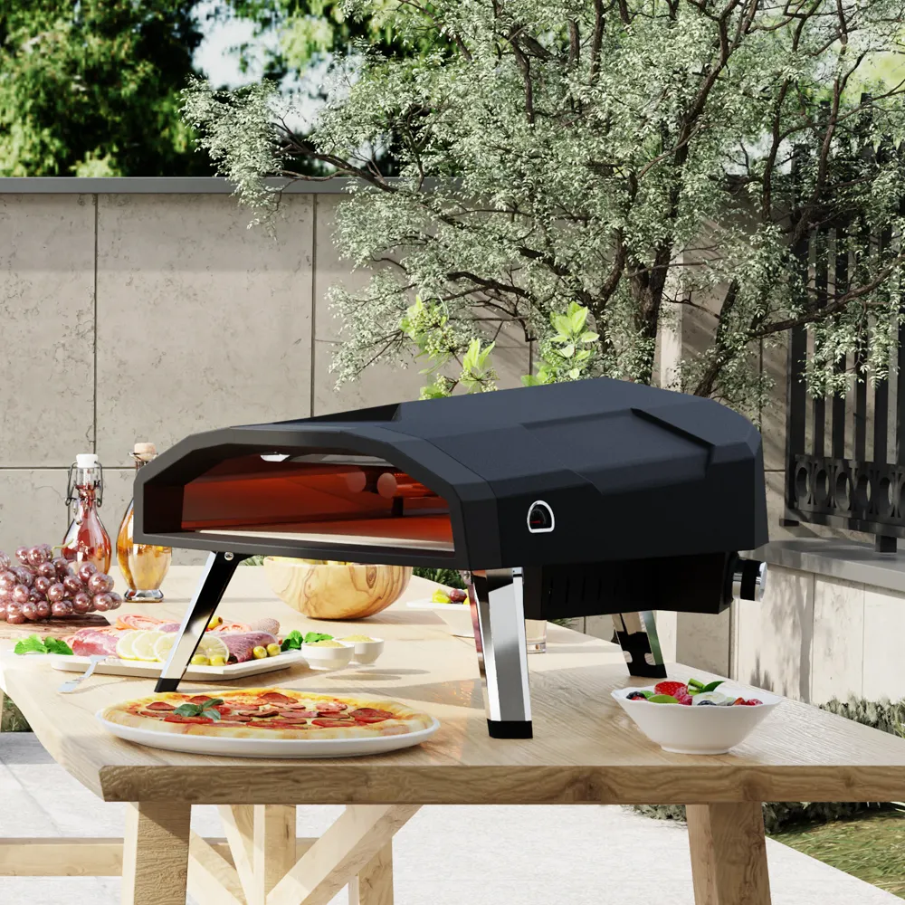 Fabrik preis nach Hause Indoor Gas Pizza Grill Backofen Outdoor Camping Gas 16 Zoll Pizza ofen im Ofen mit Thermometern gebaut