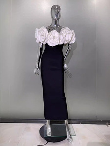 <span class=keywords><strong>Abito</strong></span> midi fasciante da donna 3D con rose floreali, arancione <span class=keywords><strong>e</strong></span> <span class=keywords><strong>fucsia</strong></span>, senza spalline, aderente, per feste ed eventi serali, personalizzabile - Product Image 2