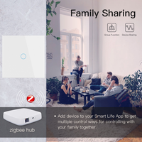 Interrupteur mural intelligent ZigBee 1/2/3 voies, tactile sans fil, compatible avec la commande à distance par application, EU & UK, 240 V universel, sans fil neutre