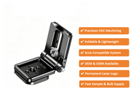 Support d'appareil photo pliable modèle 88229 en aluminium CNC avec plaque à dégagement rapide compatible Arca, logo OEM gravé au laser, fixation pour trépied