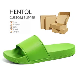 Hentol High Quality Low Price Moq 1 Pcs Black Eva Sole Zipper Pocket Man Slide Sandals New Men's Sandal Adult Slides