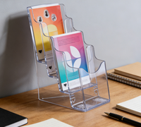 Support d'affichage moderne en acrylique pliable et portable, élégant porte-brochures et porte-panneaux